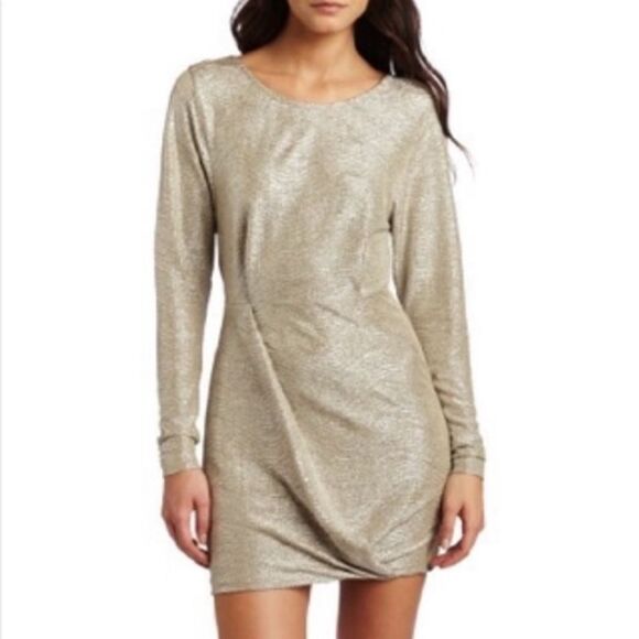 BCBGeneration gold/silver metallic dress with v back size XS. - Picture 1 of 5